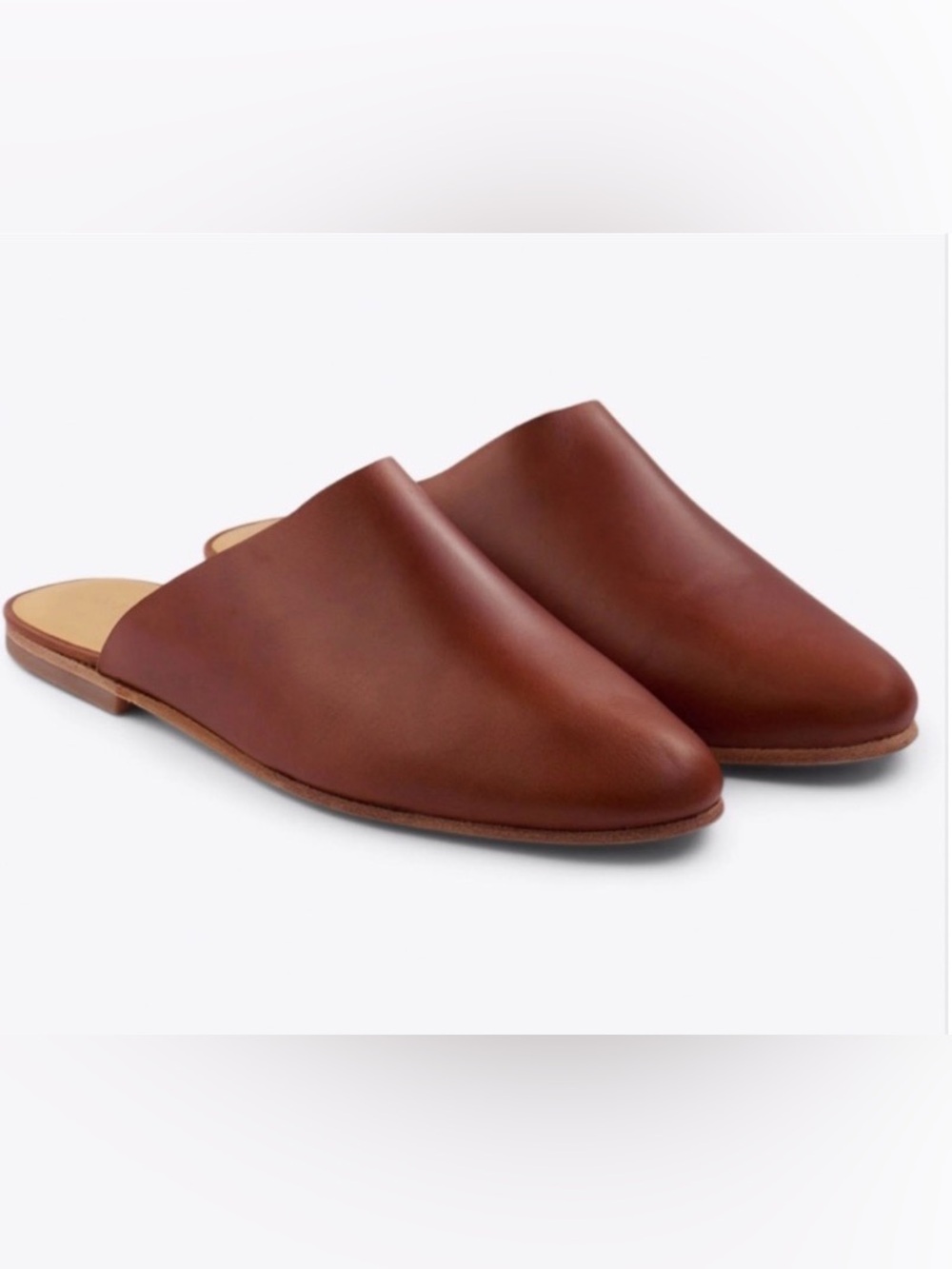 Anthropologie Nisolo Lima Women’s Leather Mules Brandy Color Slip On Size 7.5